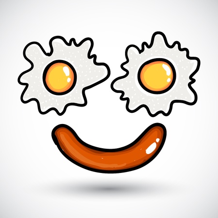 Fried egg  Doodle styleのイラスト素材