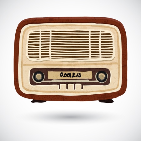 Grunge vintage wooden radioのイラスト素材