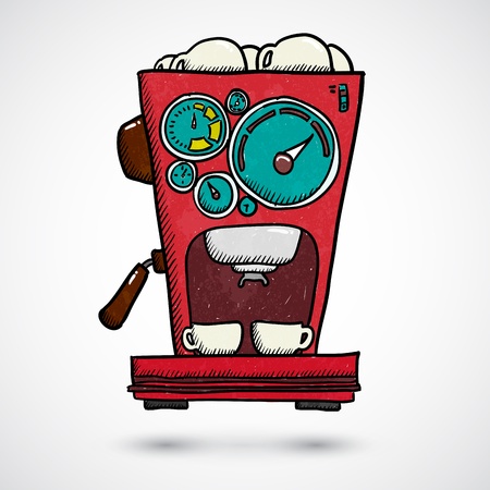 Hand drawn coffee machineのイラスト素材