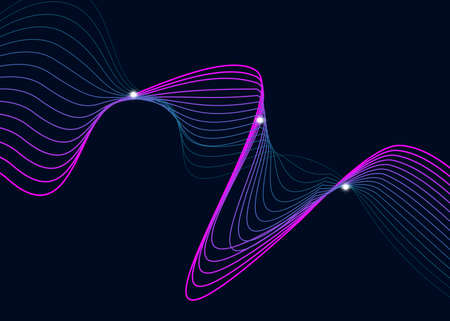 Abstract wavy lines on dark background. Vector illustration