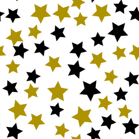 Seamless pattern with gold and black stars. Vector illustrationのイラスト素材