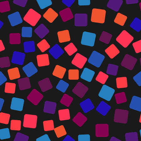 Seamless pattern with colorful squares on black background. Vector illustrationのイラスト素材