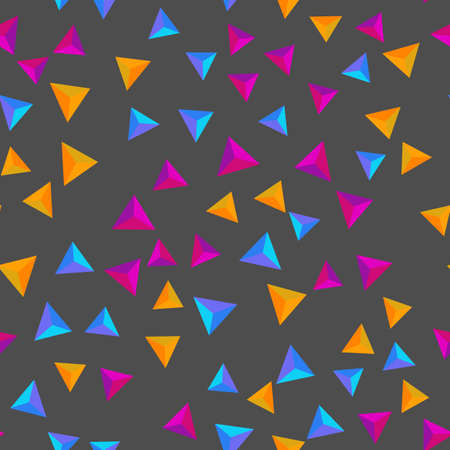 Seamless pattern with triangles on black background. Vector illustrationのイラスト素材