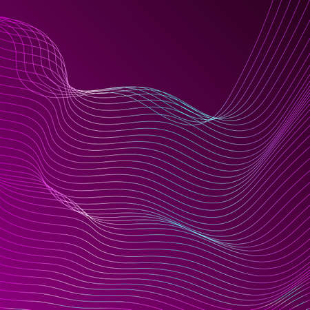 Abstract wavy lines on purple background. Vector illustration