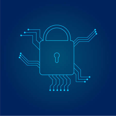 Cyber security designon blue background. Vector illustration