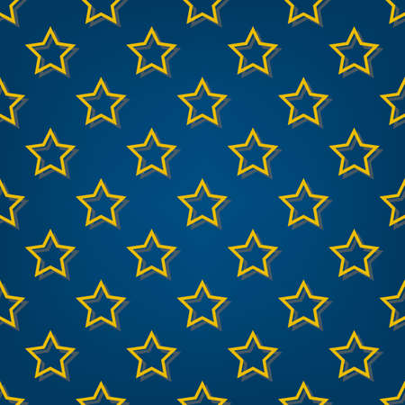 Seamless pattern with gold stars on blue background. Vector illustrationのイラスト素材