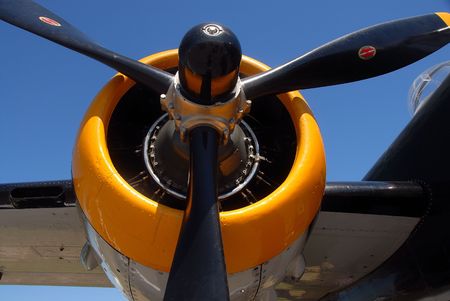 Classic aircraft engine and propellerの写真素材