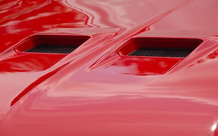 hood scoops on classic automobileの写真素材