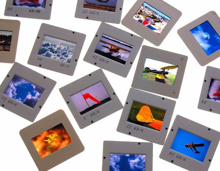 35 mm slides on lightboxの写真素材