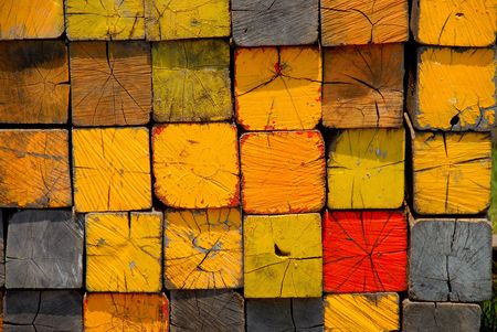 stacked lumber with color codesの写真素材