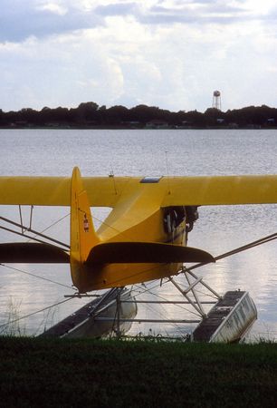floatplane on the shoreの写真素材