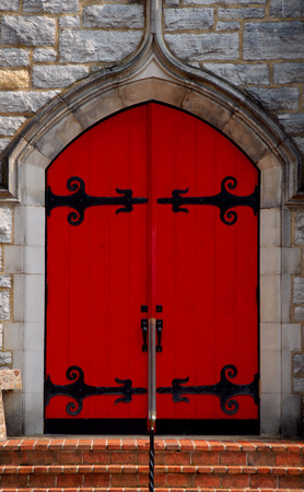 red church doorの写真素材