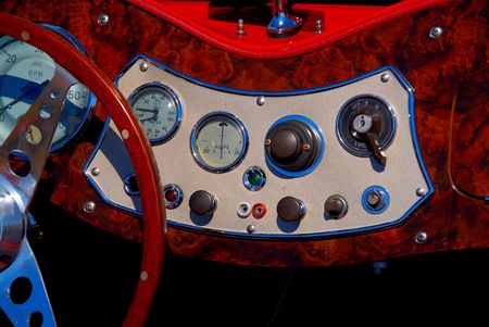 interior of classic sports carの写真素材