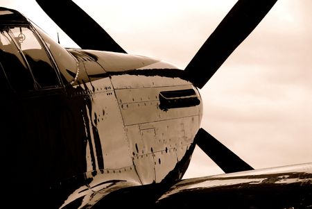 Vintage military fighter in sepia