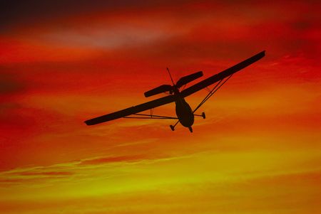 aircraft and colorful sky