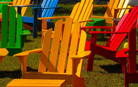 colorful lawnchairsの写真素材