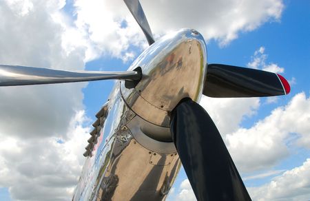 vintage aircraft engine and propeller