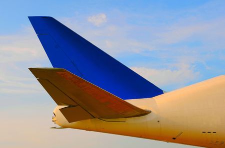 large aircraft rudder and tail assemblyの写真素材