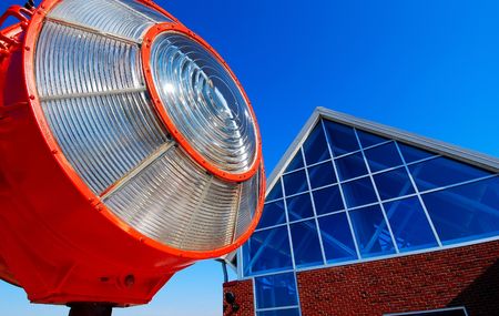 airport beacon and terminal buildingの写真素材