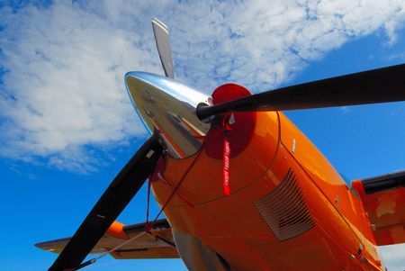 modern aircraft engine and propellerの写真素材