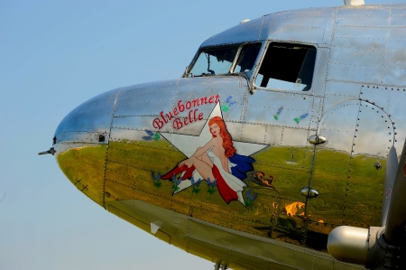 nose art on classic military aircraft, Oshkosh, WI airshow July 2012のeditorial素材