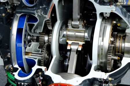 cutaway view of a rotary aircraft engine