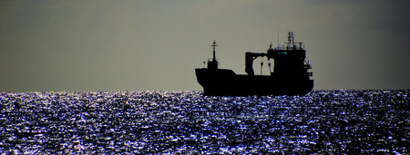 cargo ship at seaの写真素材