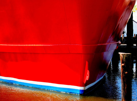 red fishing boat hullの写真素材