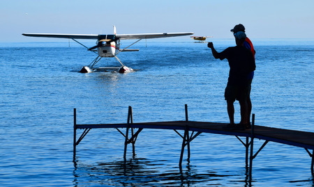 seaplane and dockの写真素材