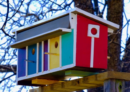 colorful birdhouseの写真素材