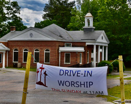 Church with drive thru services due to pandemic-May 2020 Virginia