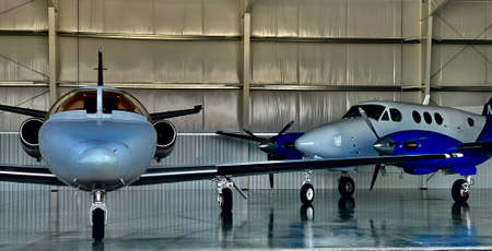 executive  aircraft parked in hangar