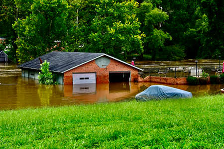 Flooding due to heavy rains in central Virginia August 15,2020..