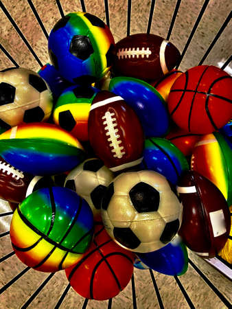 Edited in Prisma app
basket of various sports ballsの写真素材