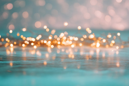 Christmas lights bokeh background. Festive Christmas and New Year decoration.の素材
