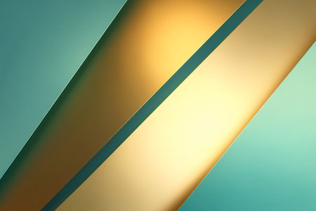 Abstract background with golden and blue stripes. 3d render illustration.の素材
