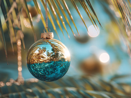 Christmas tree with christmas bauble on blurred bokeh backgroundの素材