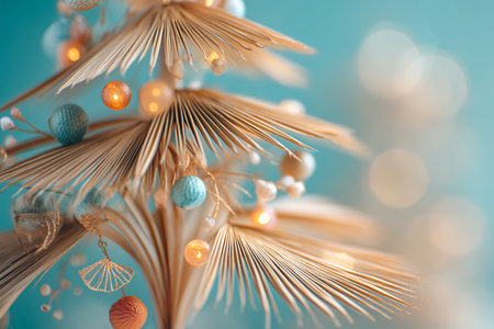 Close up of christmas tree with bokeh light background.の素材
