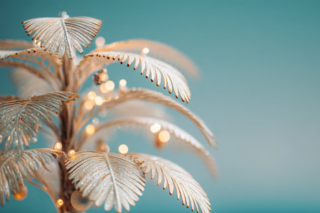 Christmas and New Year holidays background. Christmas tree branch with bokeh lights.の素材