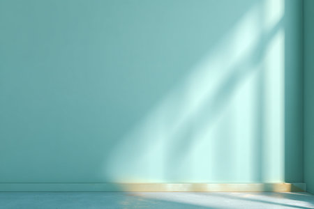 Empty room with green wall and sunlight. 3D Rendering.の素材