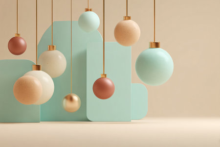 3d rendering of minimal geometric forms. Pastel color podiums for product presentation.の素材