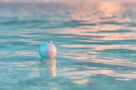 christmas ball in the water, christmas and new year conceptの素材