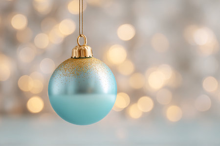 Beautiful Christmas bauble on blurred background, closeup. Space for textの素材