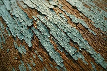 Old wooden background with peeling paint. Close-up. Toned.の素材