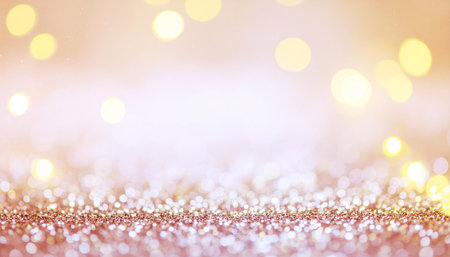 glitter vintage lights background. silver and gold. de-focusedの素材