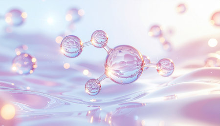 Molecular model of the atom. 3d rendering, 3d illustration.の素材