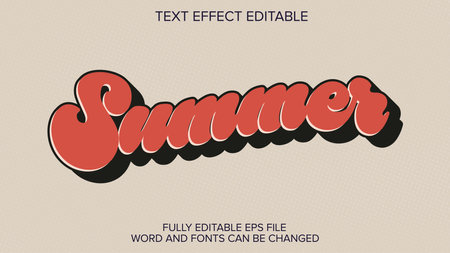 summer text effect, editable text effect in red and blackのイラスト素材