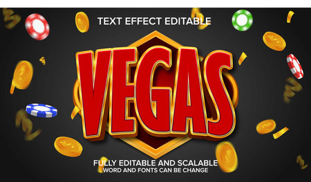 Vegas casino banner template design. Editable Text Style Effectのイラスト素材