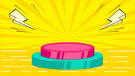 Circle podium for product presentation. Vector illustration in cartoon style.のイラスト素材