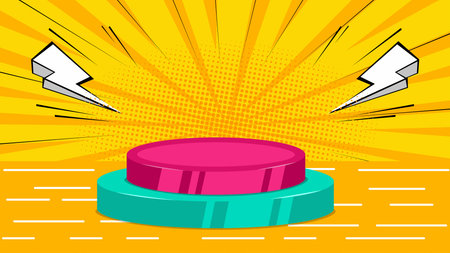 podium stage with lighting effect pop art style background vector illustration designのイラスト素材